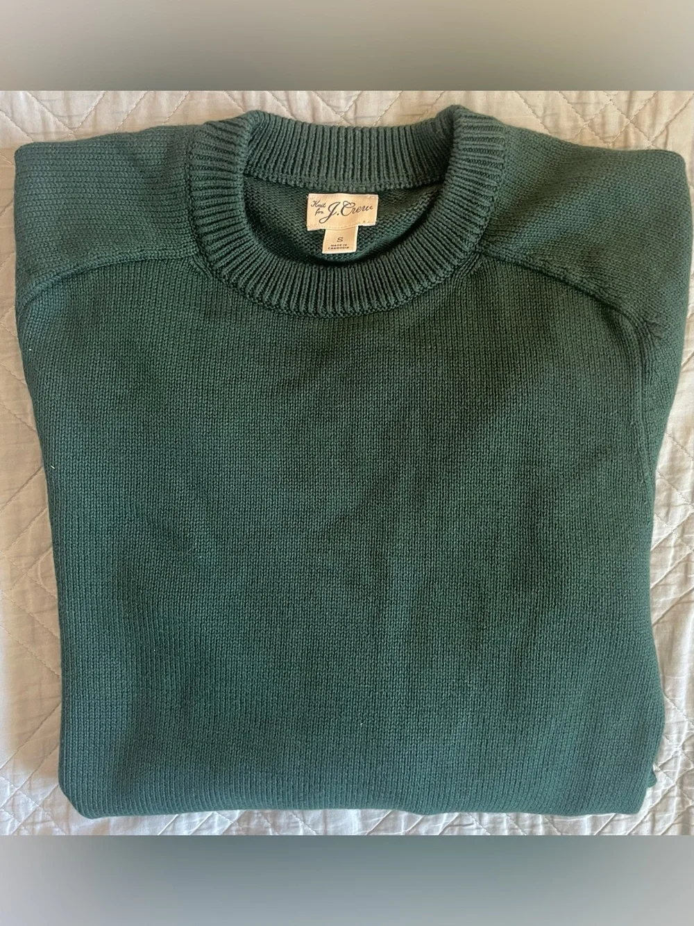 J. CREW Heritage cotton crewneck sweater in J. Crew Green Size S $98 BI841